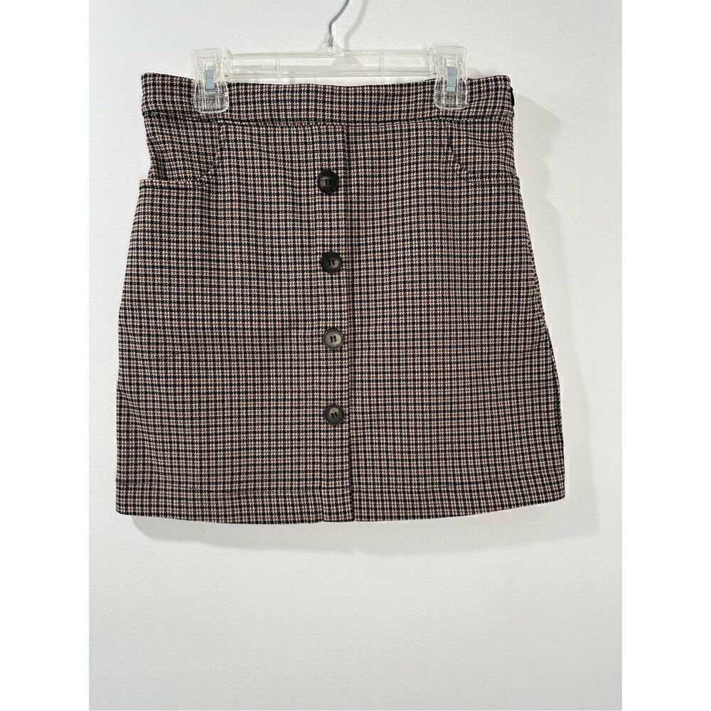 Altar’d State women’s brown blue houndstooth pencil skirt size Small #29-1306